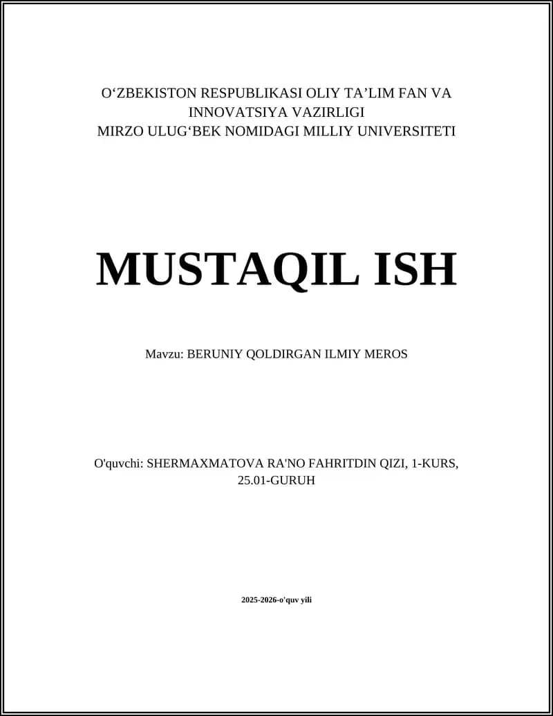 Beruniy Qoldirgan Ilmiy Meros