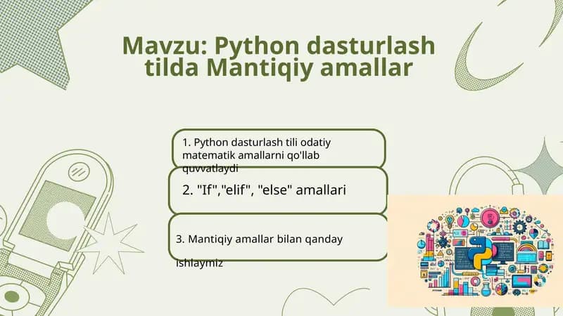 Python dasturlash tilda Mantiqiy amallar