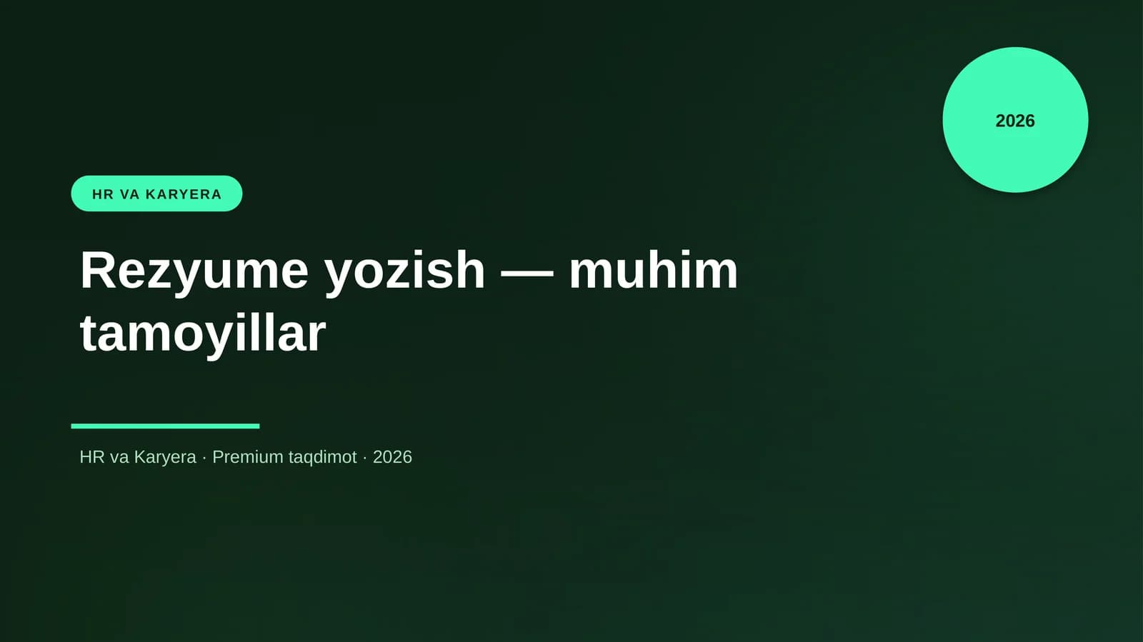 Rezyume yozish — muhim tamoyillar