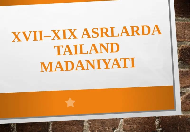 XVII–XIX asrlarda Tailand madaniyati