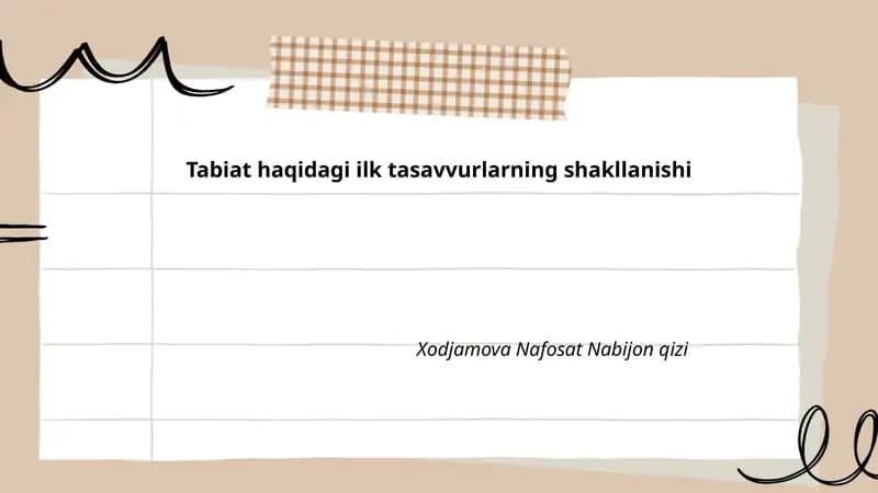 Tabiat haqidagi ilk tasavvurlarning shakllanishi
