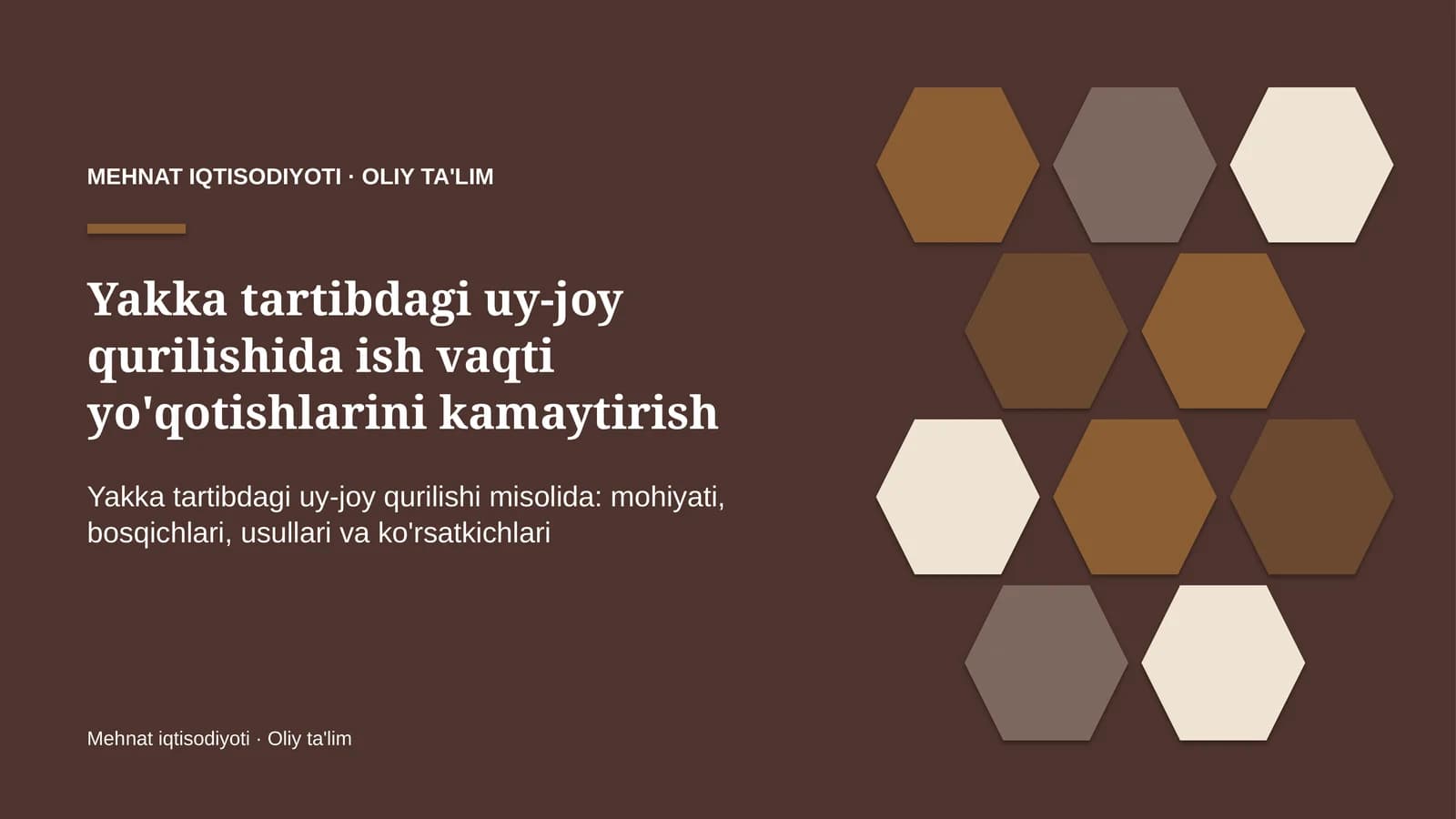 Yakka tartibdagi uy-joy qurilishida ish vaqti yo'qotishlarini kamaytirish
