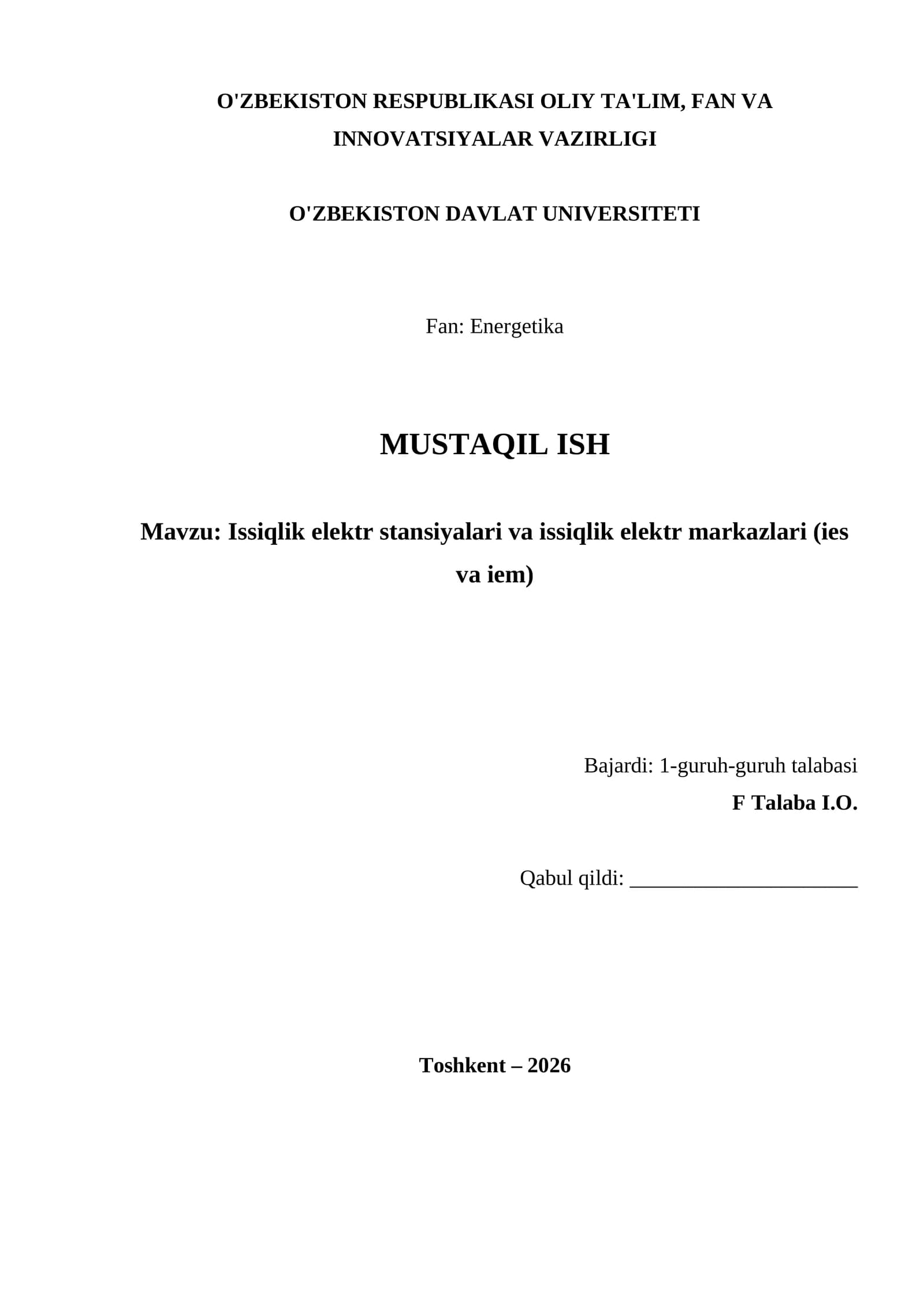Issiqlik elektr stansiyalari va issiqlik elektr markazlari (ies va iem)