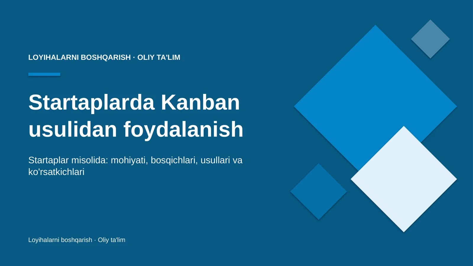 Startaplarda Kanban usulidan foydalanish