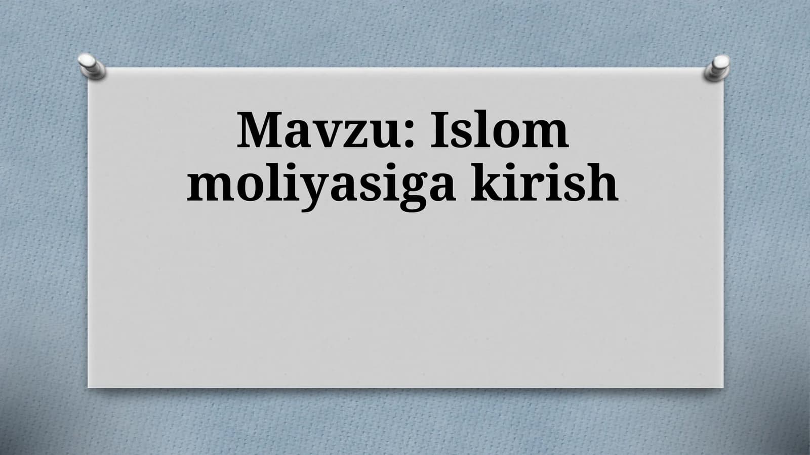 Islom moliyasiga kirish