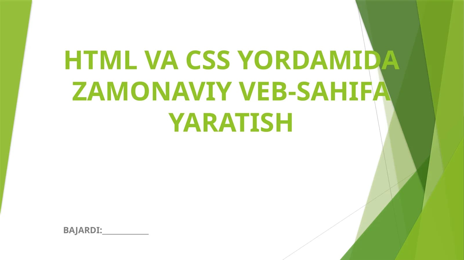 HTML VA CSS YORDAMIDA ZAMONAVIY VEB-SAHIFA YARATISH