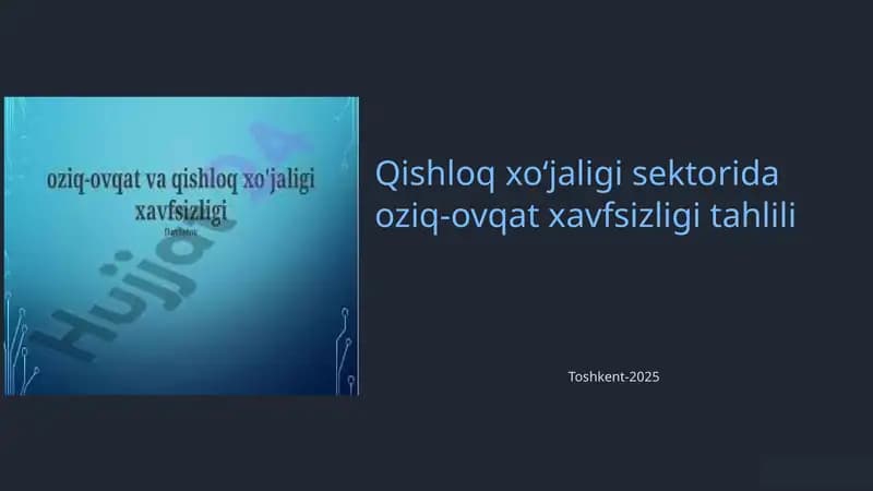 Qishloq xo‘jaligi sektorida oziq-ovqat xavfsizligi tahlili