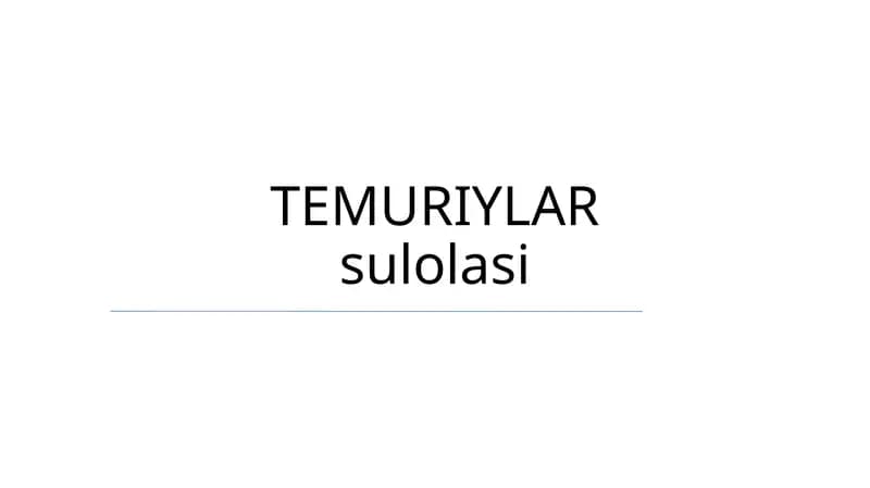 TEMURIYLAR sulolasi
