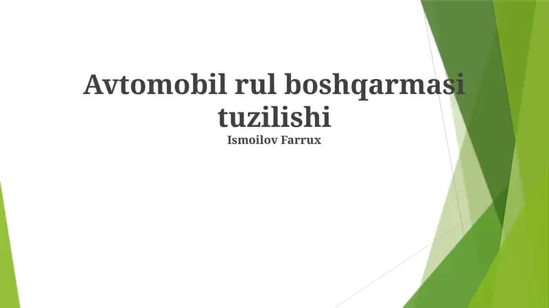 Avtomobil rul boshqarmasi tuzilishi