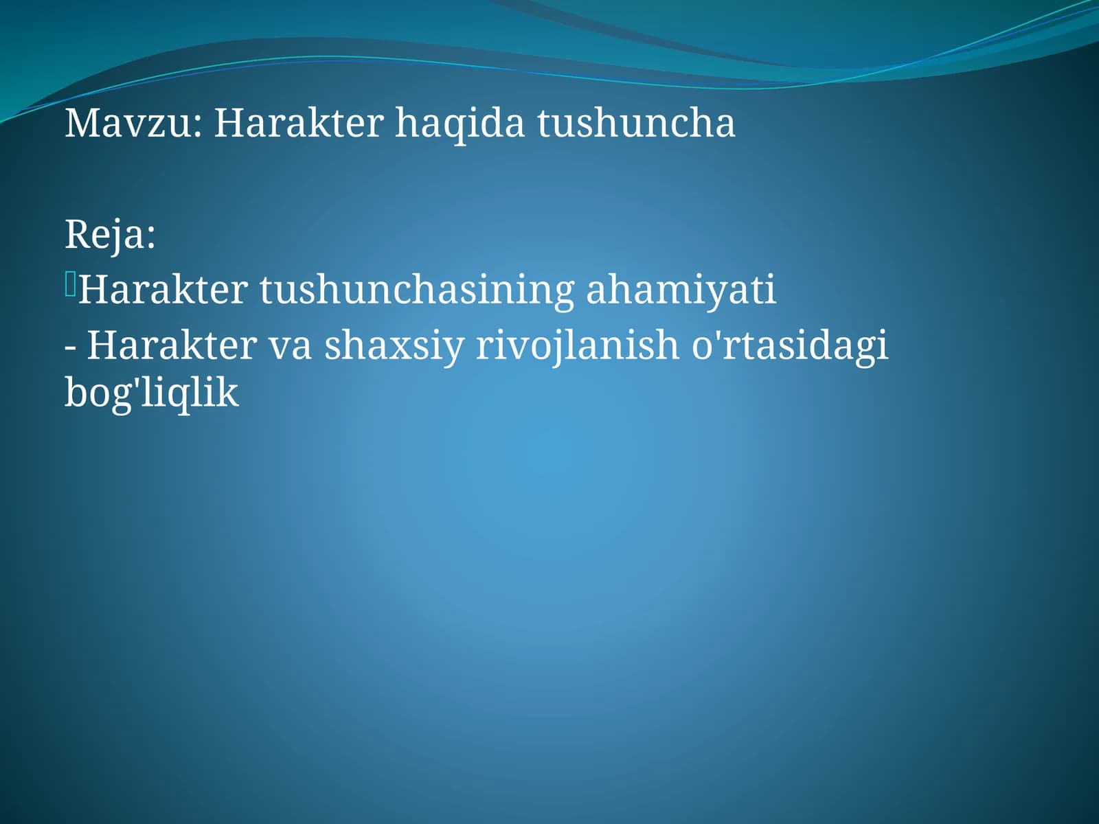 Harakter haqida tushuncha