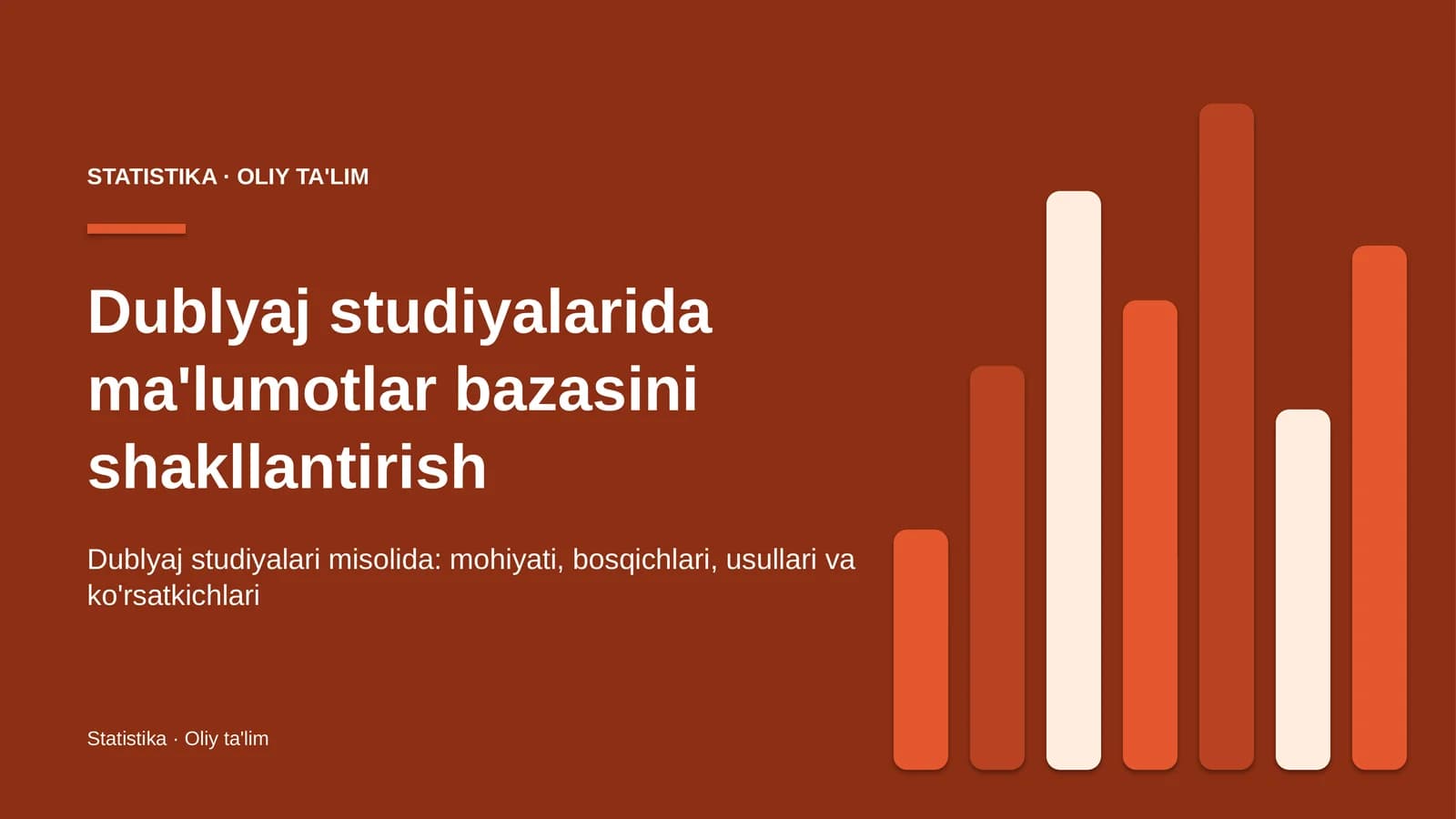 Dublyaj studiyalarida ma'lumotlar bazasini shakllantirish