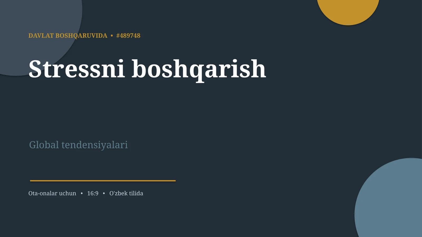 Stressni boshqarish