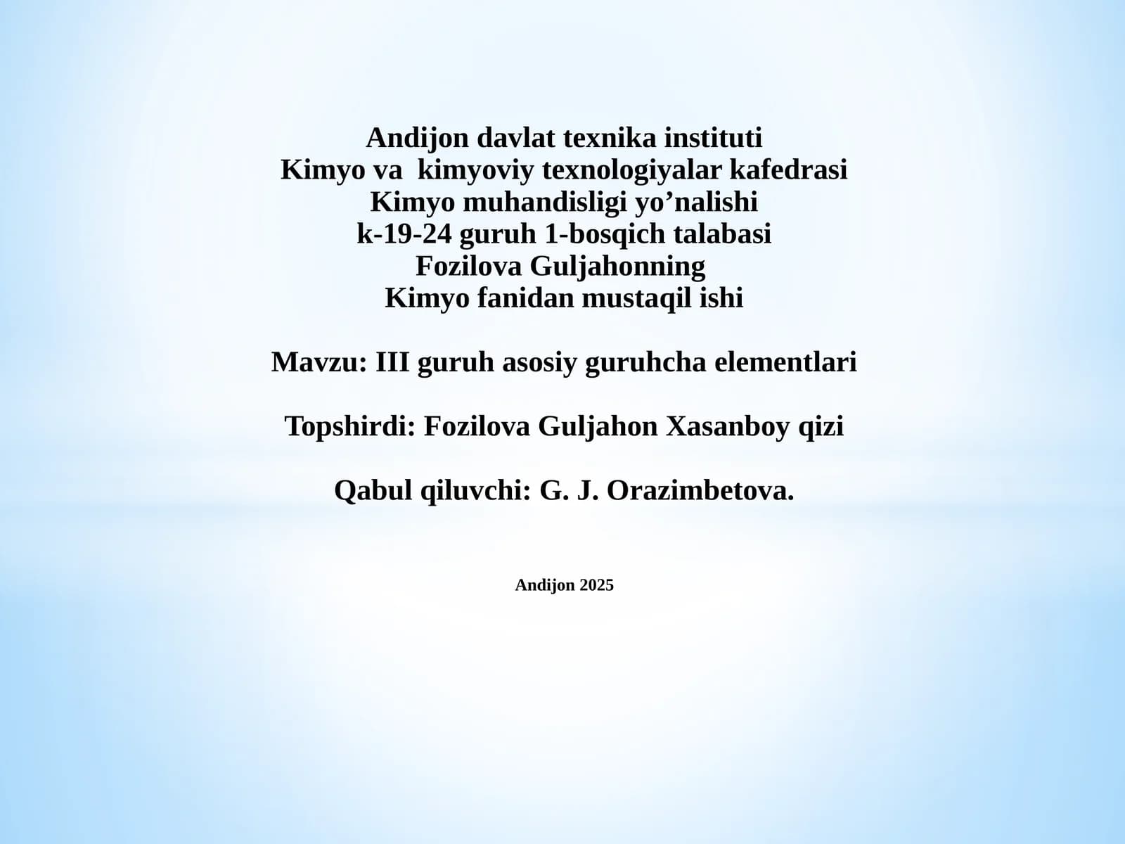 III guruh asosiy guruhcha elementlari