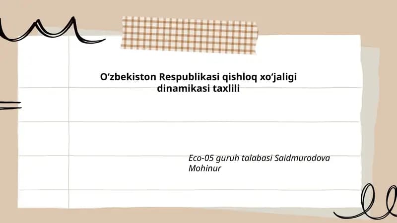 Oʻzbekiston Respublikasi qishloq xoʻjaligi dinamikasi taxlili