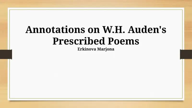 Annotations on W.H. Auden's Prescribed Poems