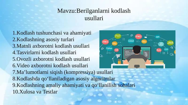 Berilganlarni kodlash usullari