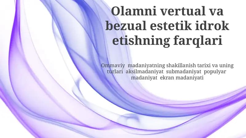 Virtual Vaqt va Makonning Idrok Etilishi