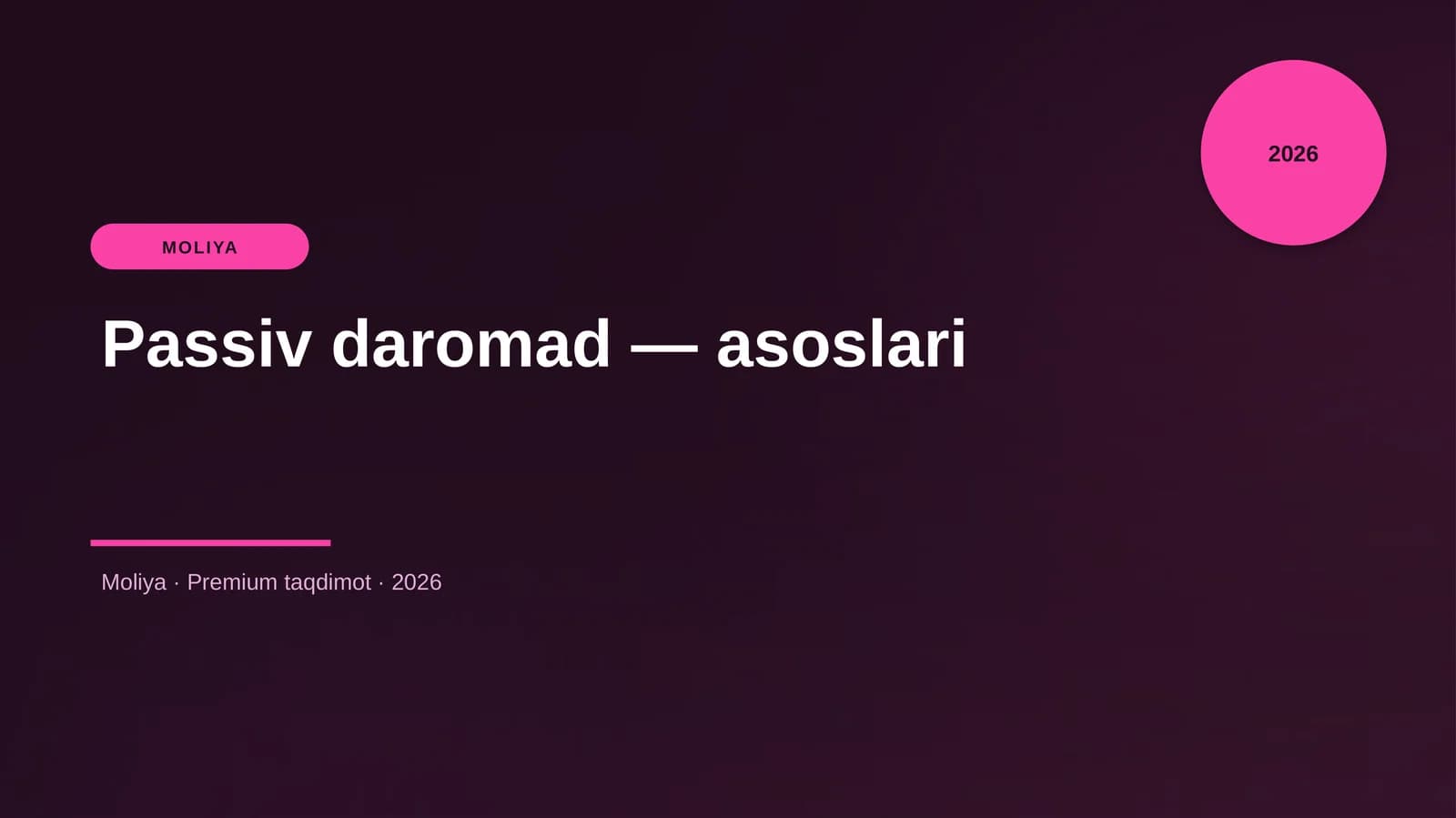 Passiv daromad — asoslari