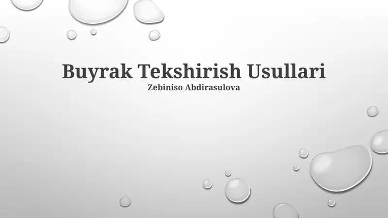 Buyrak Tekshirish Usullari