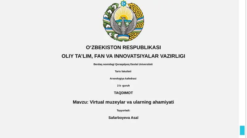 Virtual muzeylar va ularning ahamiyati