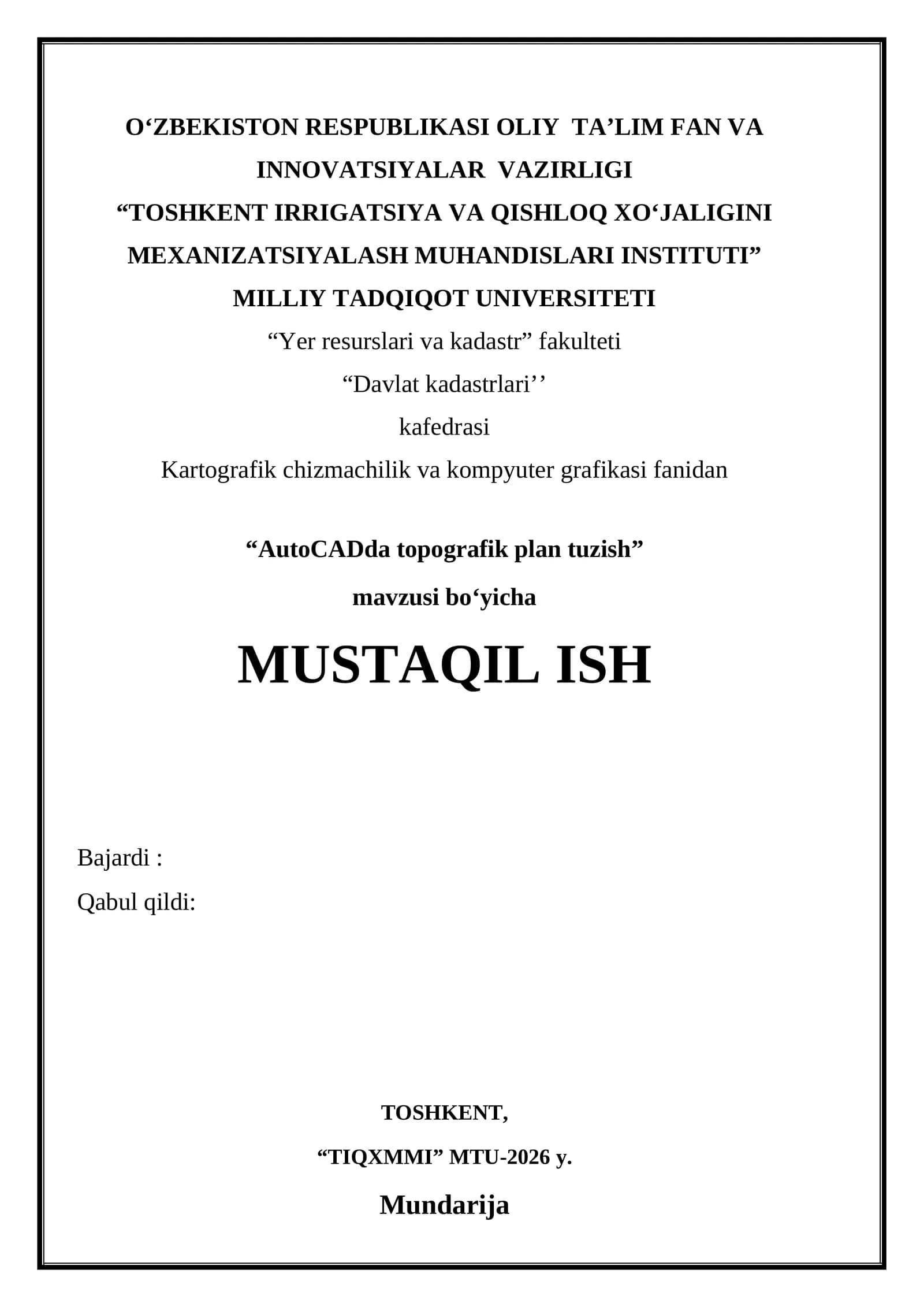 AutoCADda topografik plan tuzish