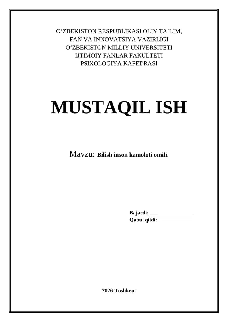 Bilish inson kamoloti omili