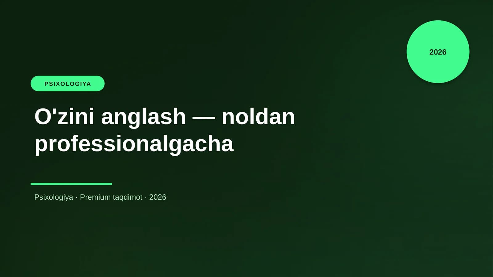 O'zini anglash — noldan professionalgacha