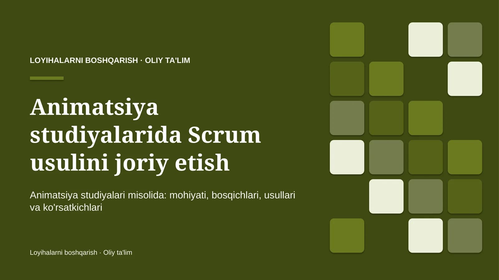 Animatsiya studiyalarida Scrum usulini joriy etish