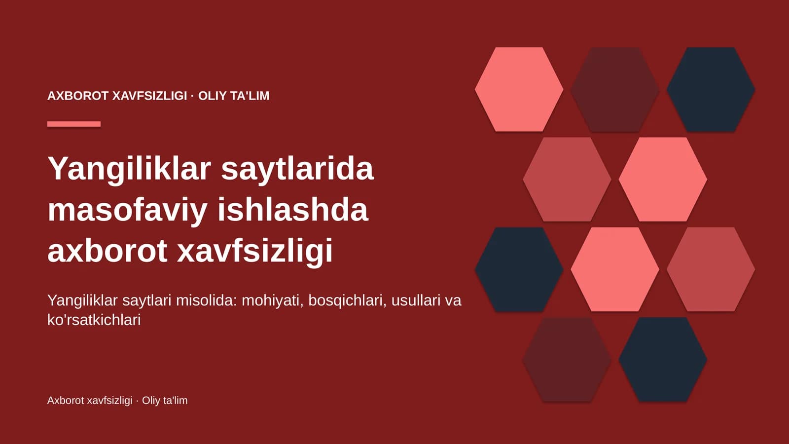 Yangiliklar saytlarida masofaviy ishlashda axborot xavfsizligi