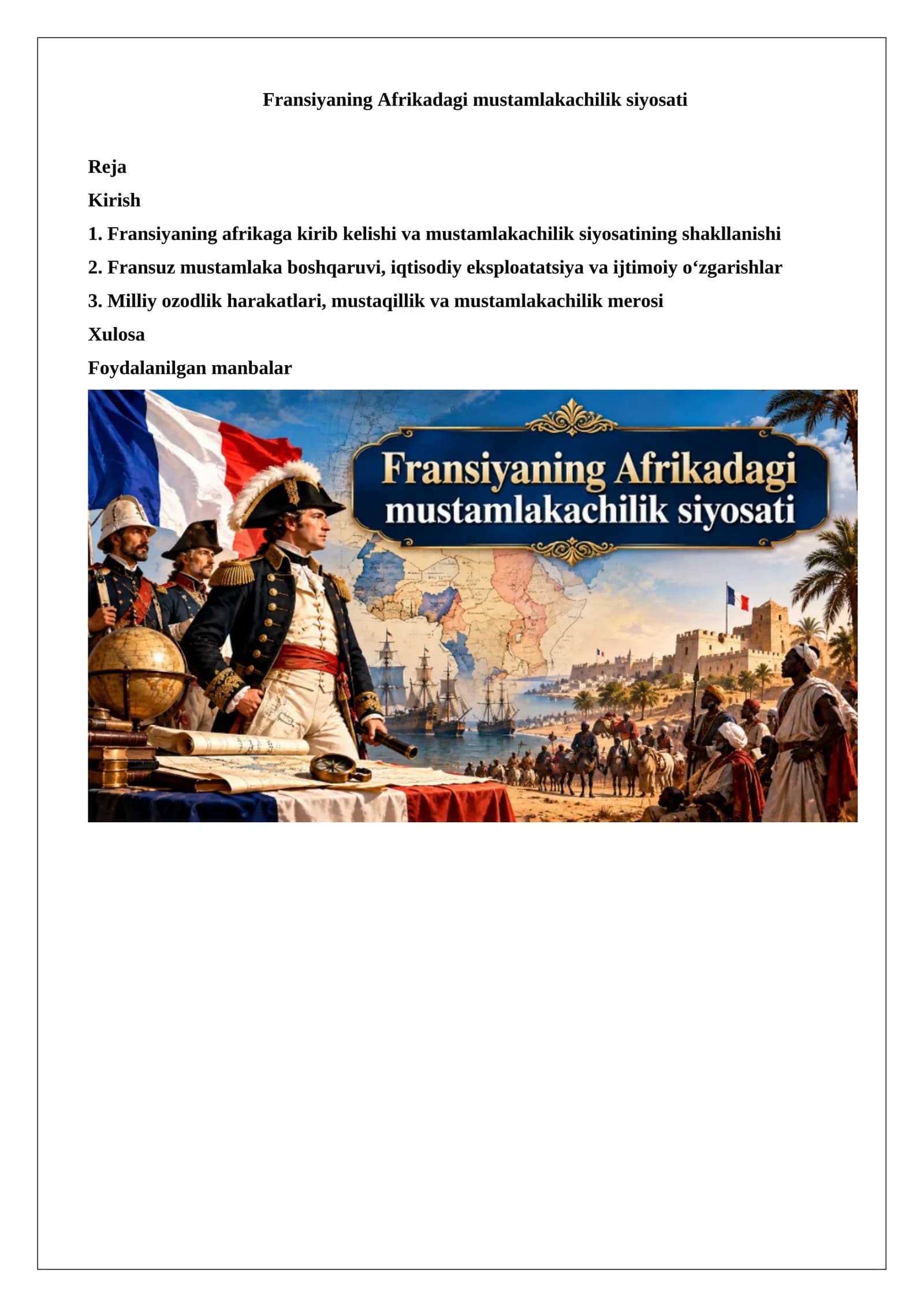 Fransiyaning Afrikadagi mustamlakachilik siyosati