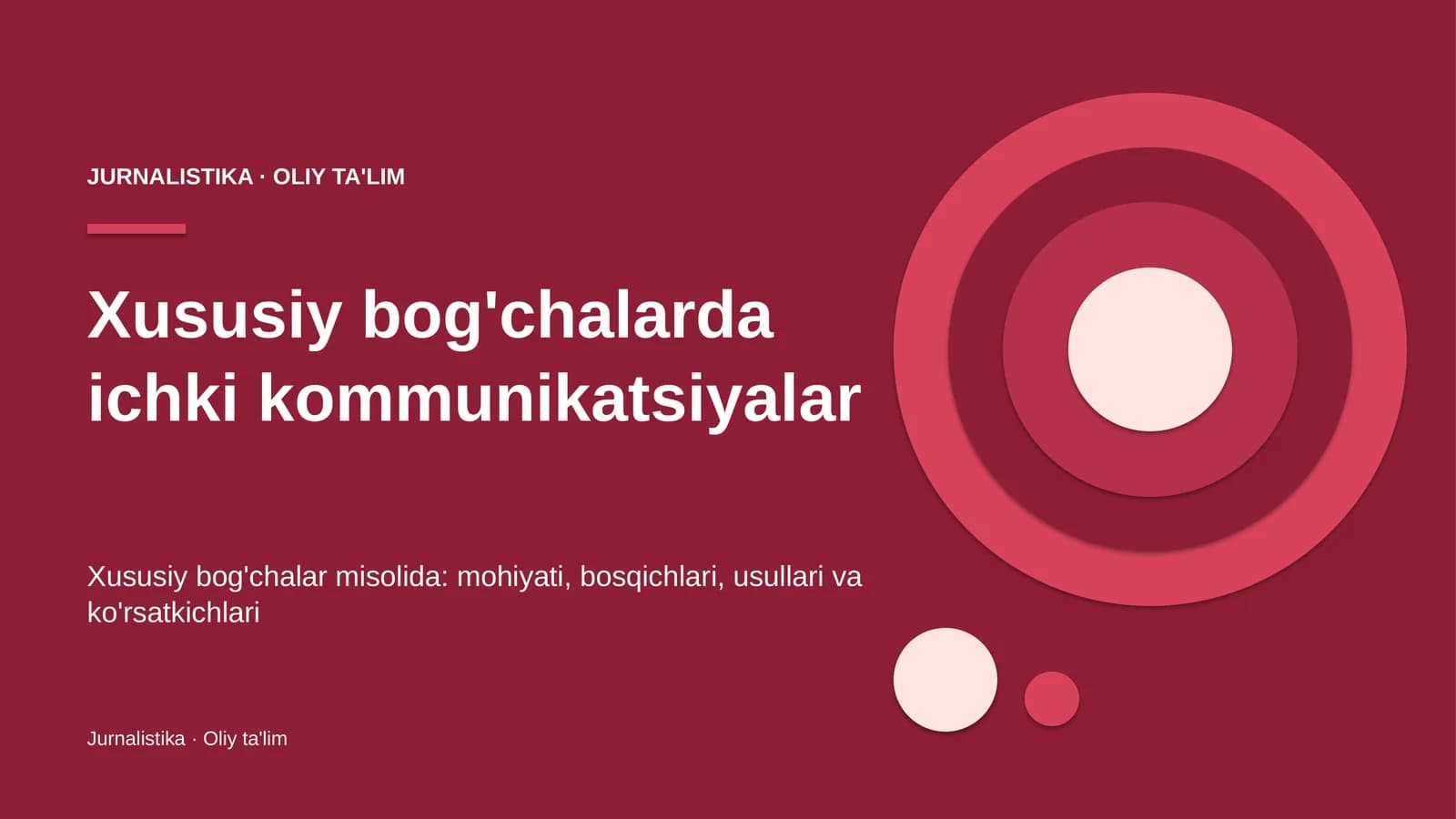 Xususiy bog'chalarda ichki kommunikatsiyalar