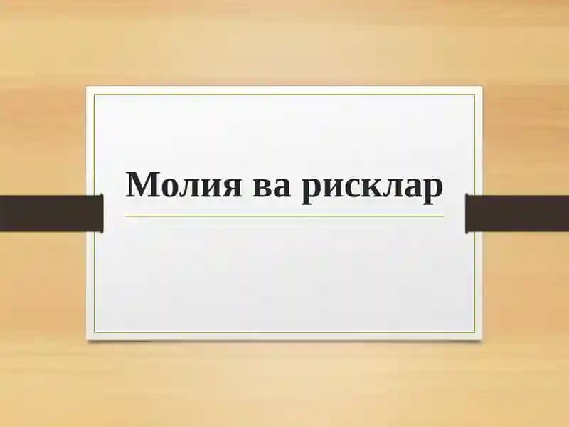 Молия ва рисклар