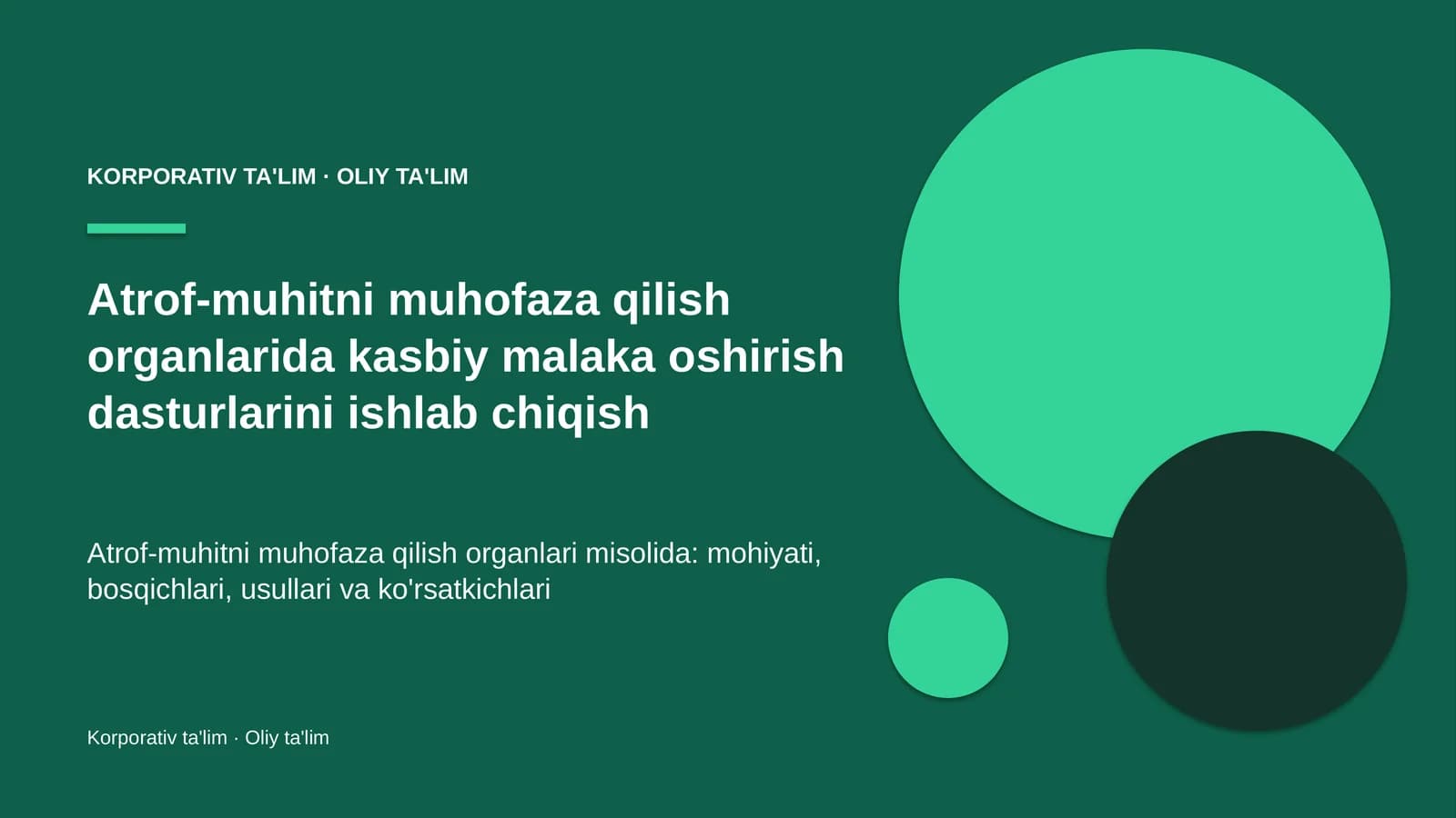 Atrof-muhitni muhofaza qilish organlarida kasbiy malaka oshirish dasturlarini ishlab chiqish