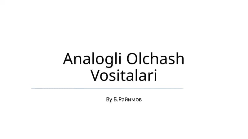 Analogli Olchash Vositalari