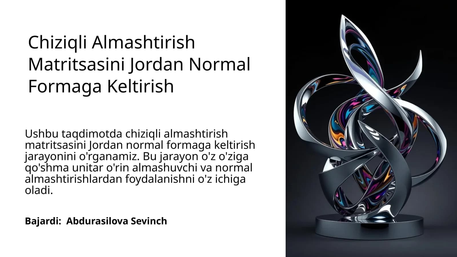 Chiziqli Almashtirish Matritsasini Jordan Normal Formaga Keltirish
