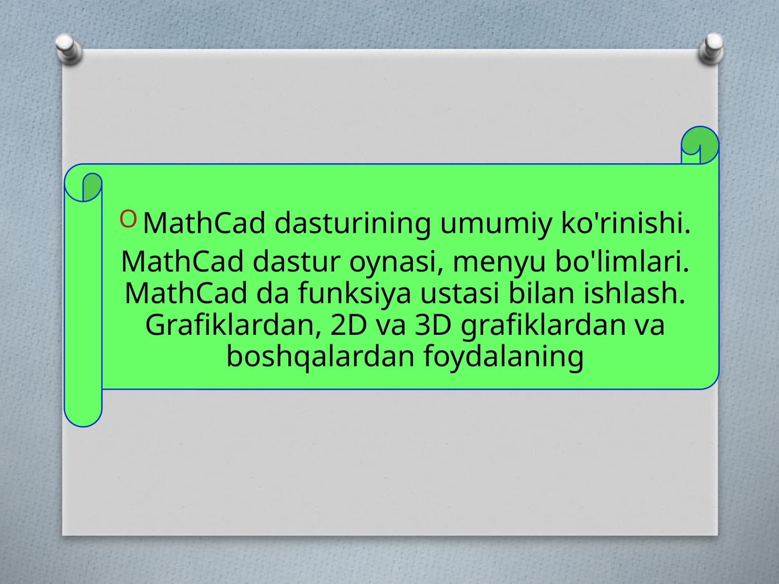 MathCaddasturiningumumiyko'rinishi