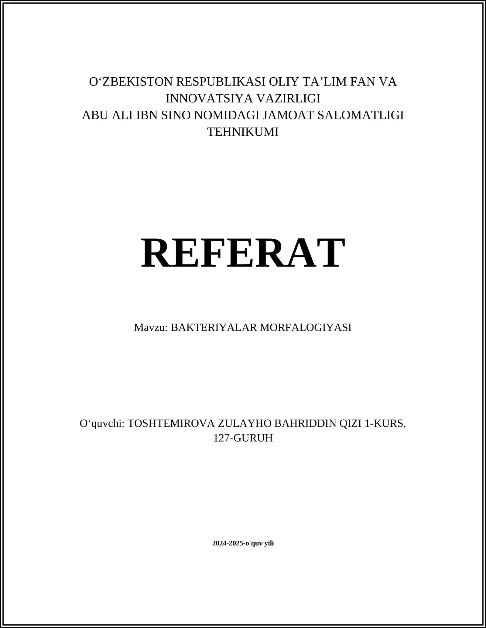 BAKTERIYALAR MORFALOGIYASI