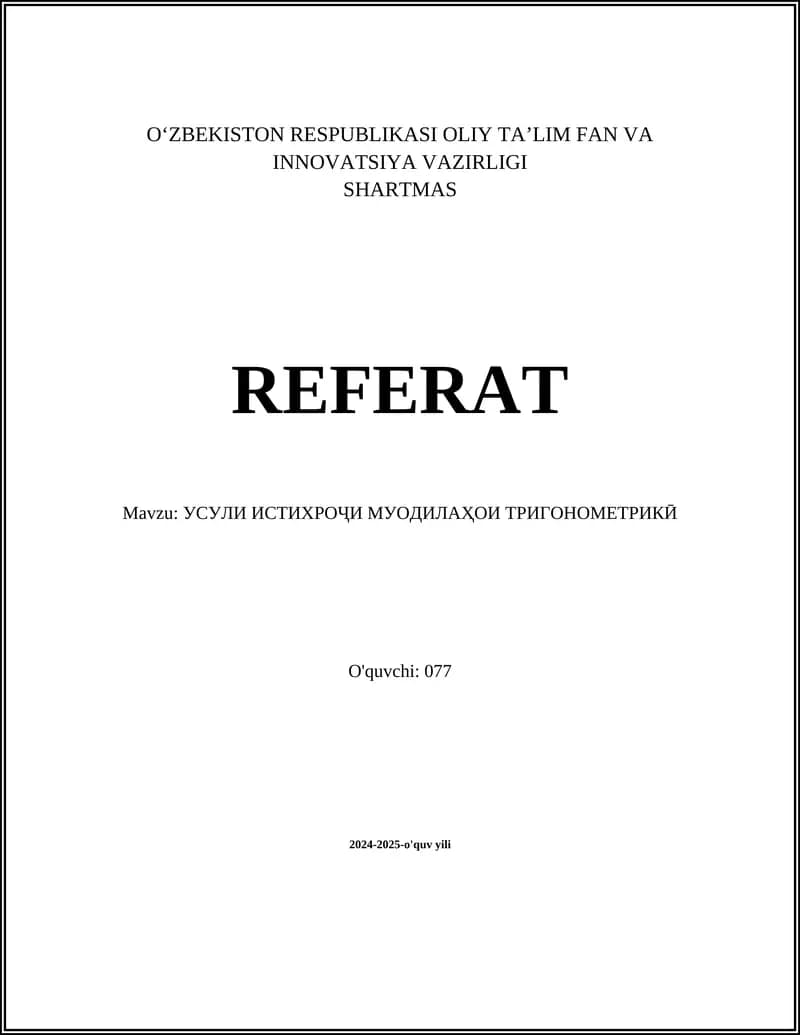 Trigonometrik funksiyalar nazorasi