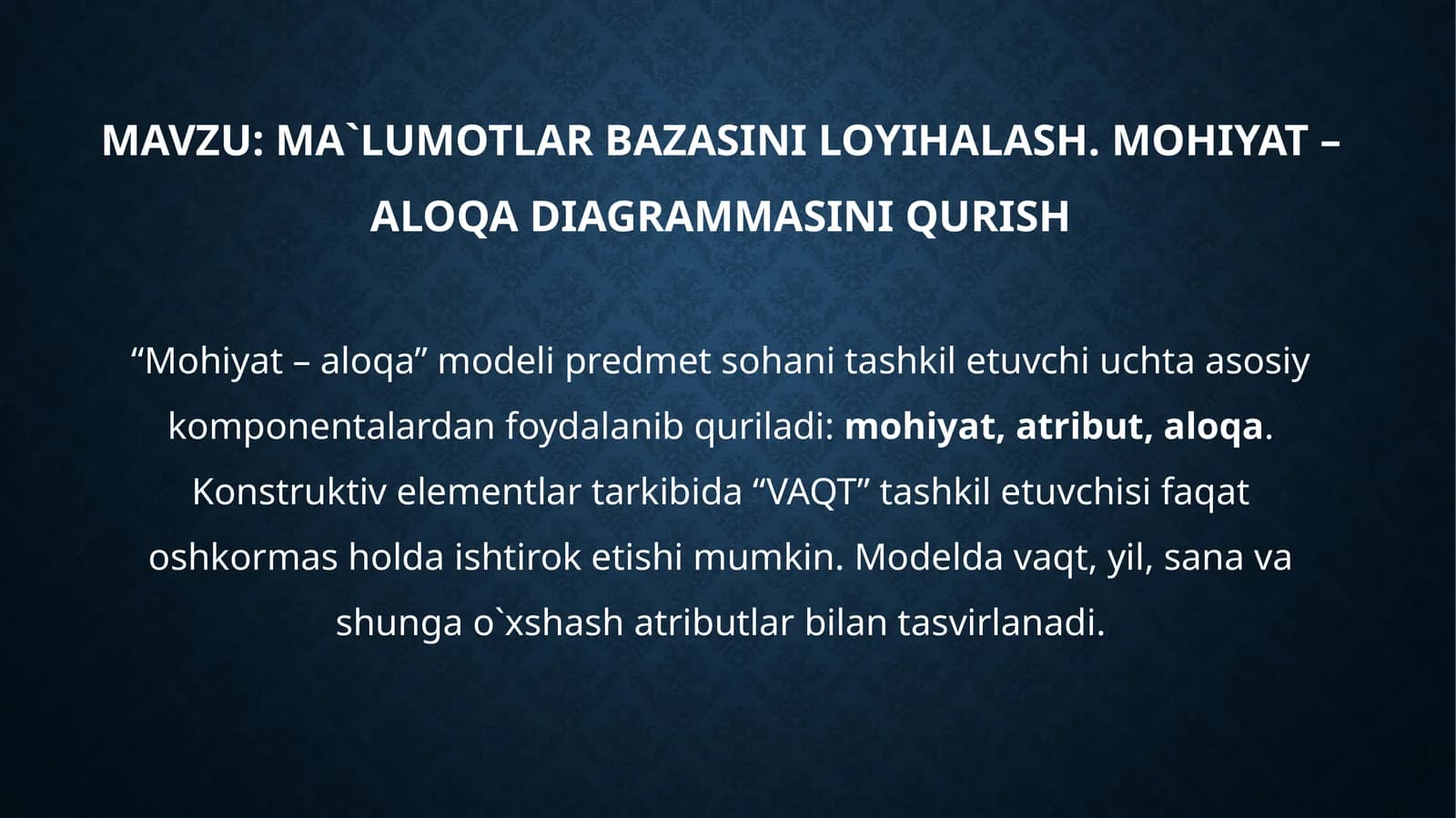 Mohiyat–aloqa modeli