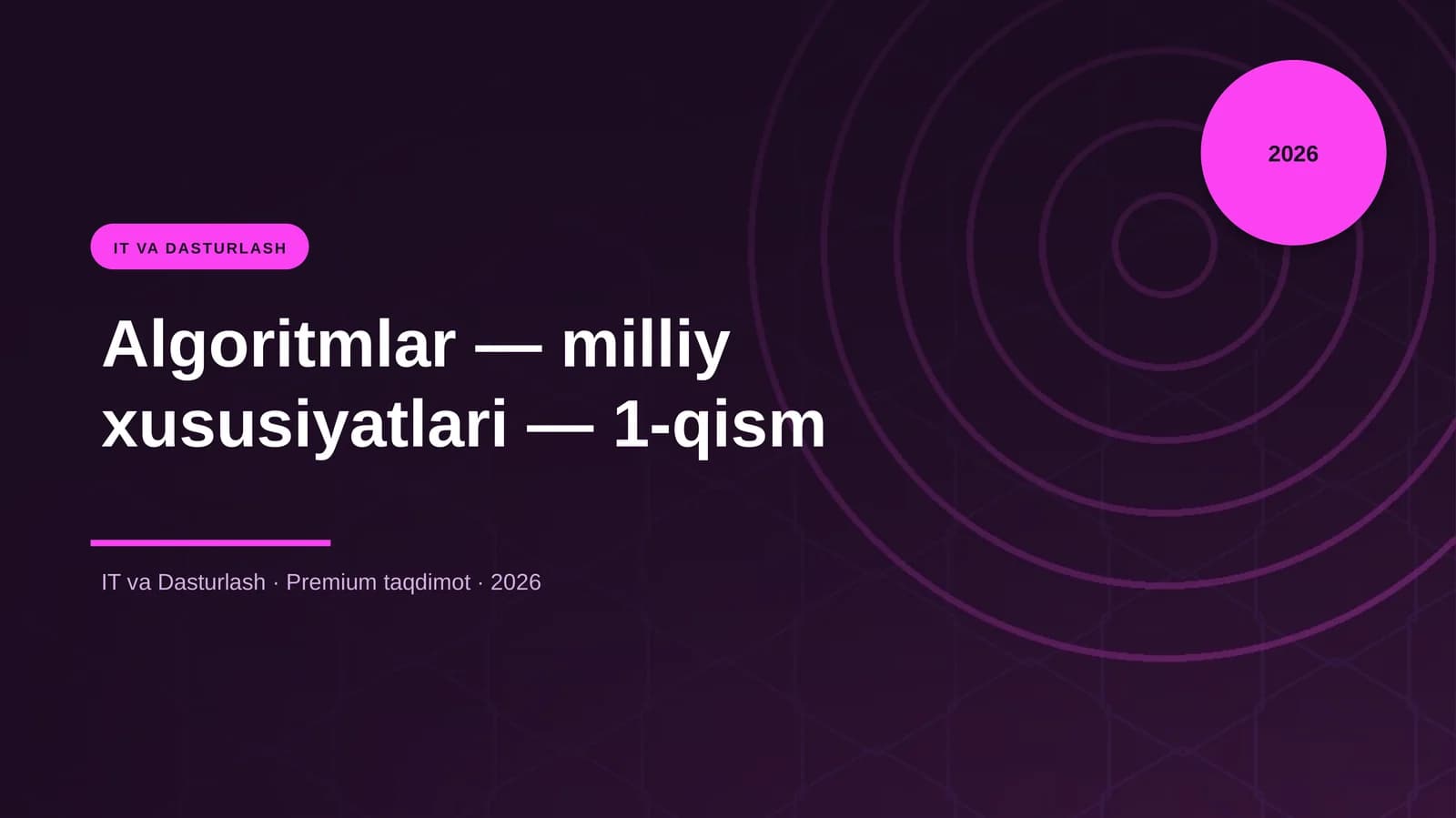 Algoritmlar — milliy xususiyatlari — 1-qism