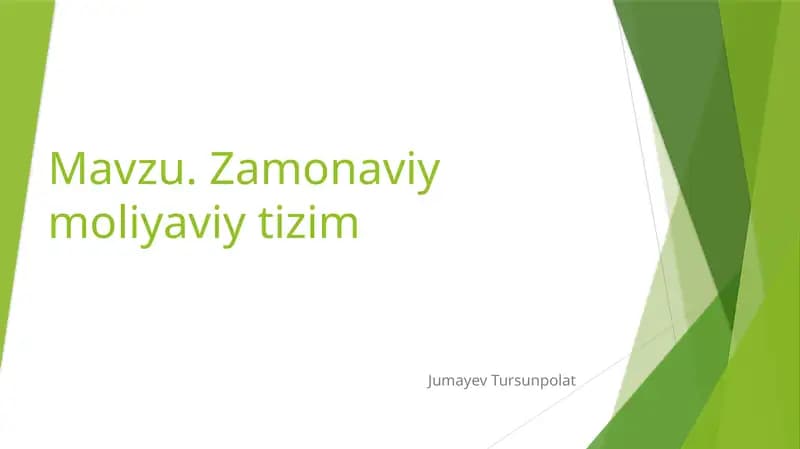 Zamonaviy moliyaviy tizim