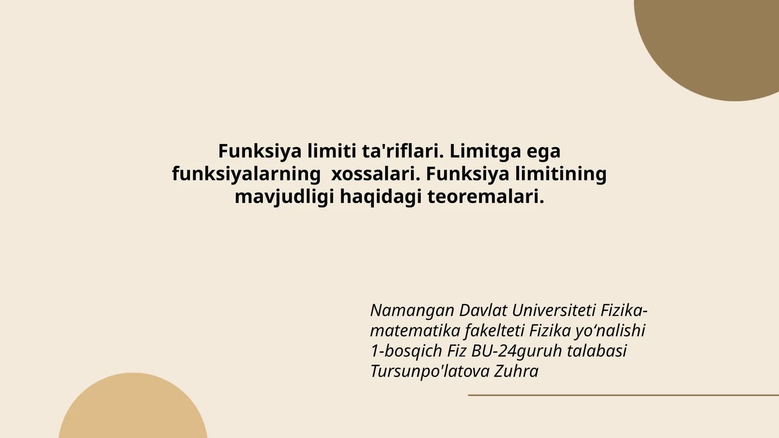 Funksiya limitlari