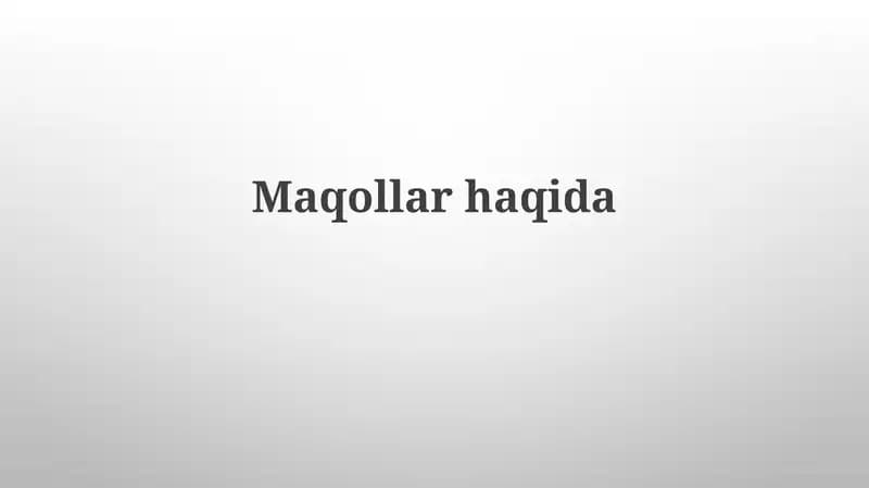 Maqollarhaqida