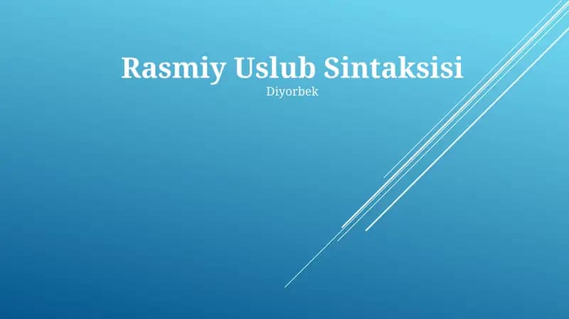Rasmiy Uslub Sintaksisi