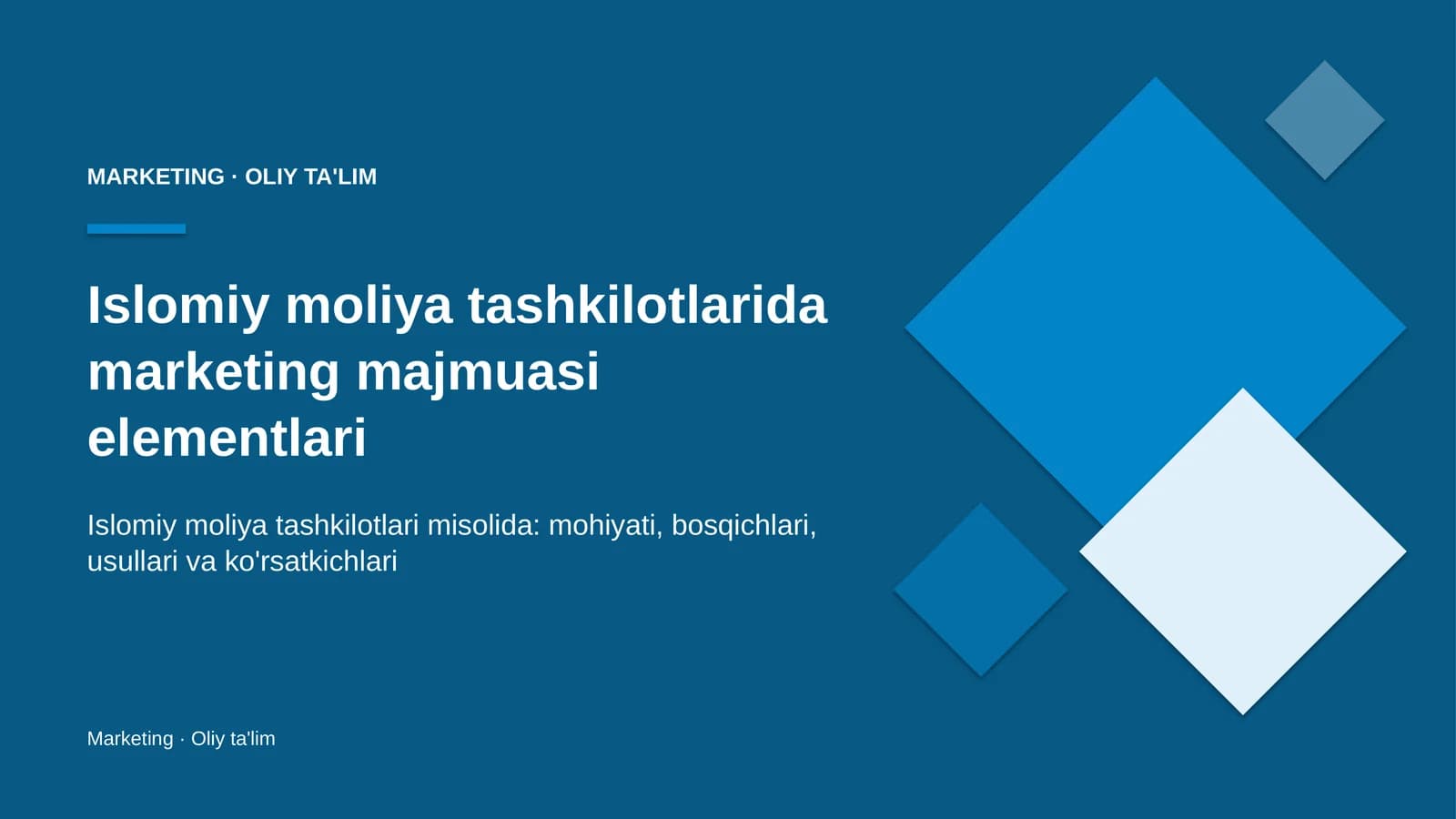 Islomiy moliya tashkilotlarida marketing majmuasi elementlari