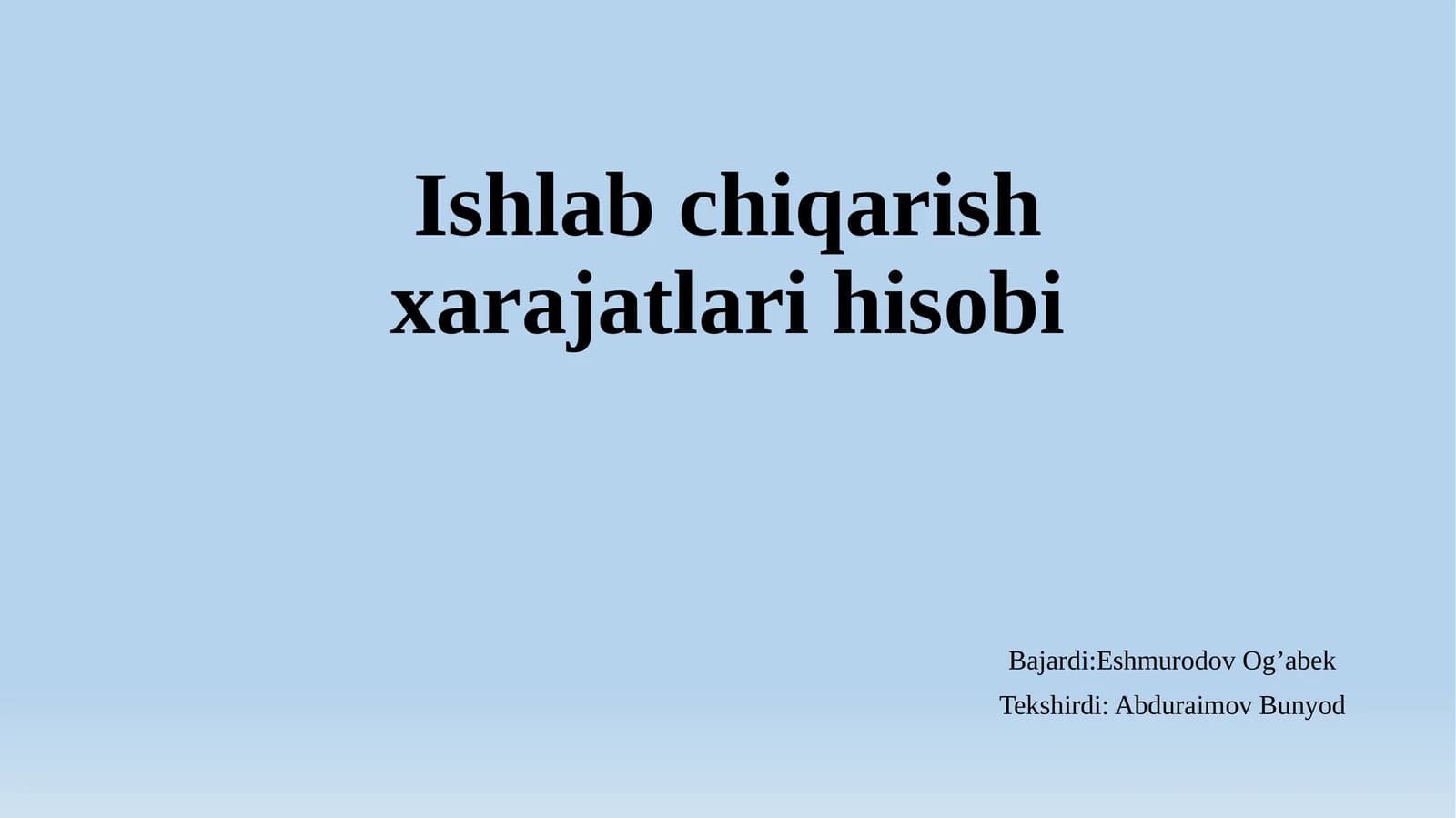 Ishlab chiqarish xarajatlari hisobi