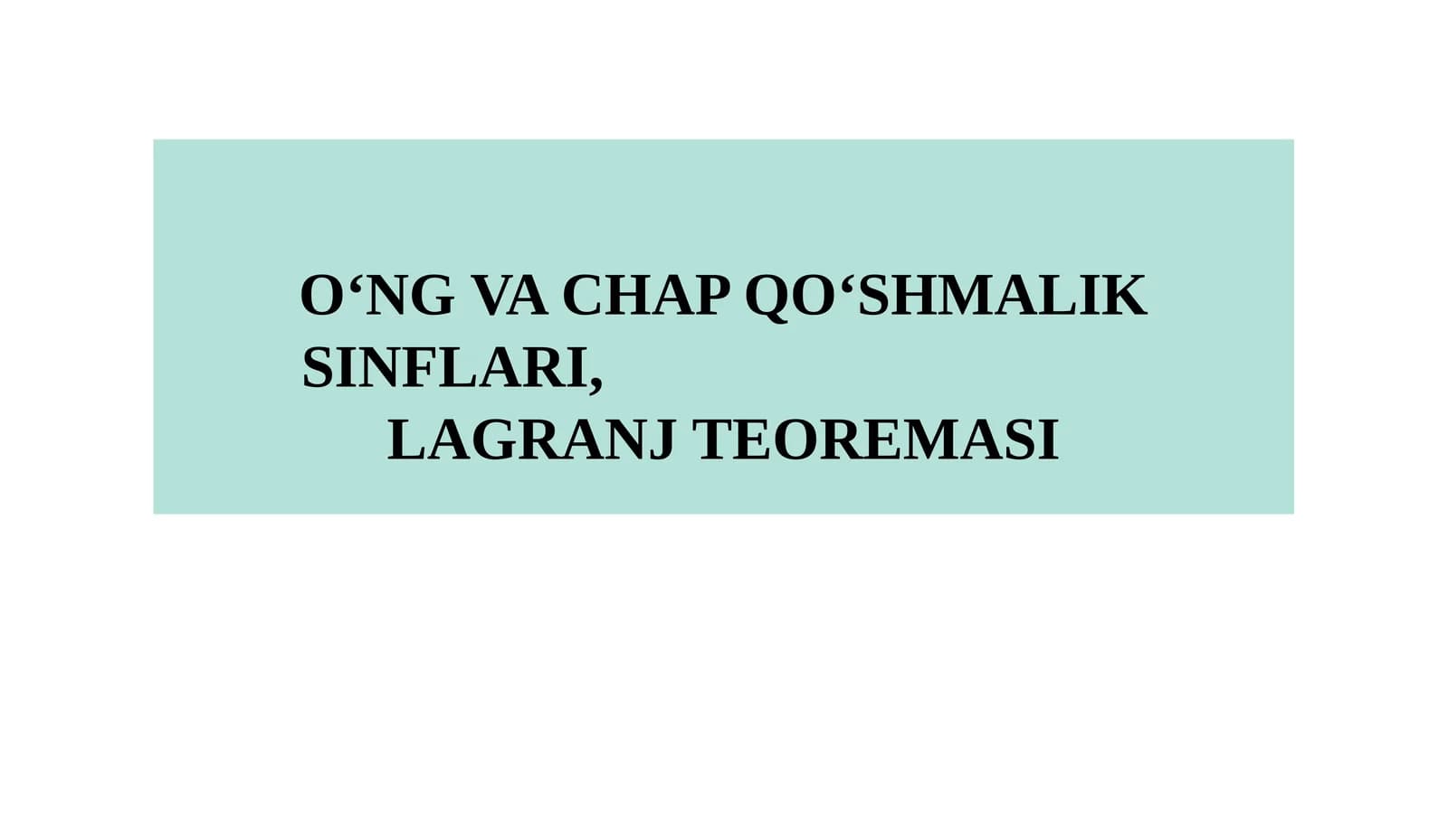 LAGRANJ TEOREMASI