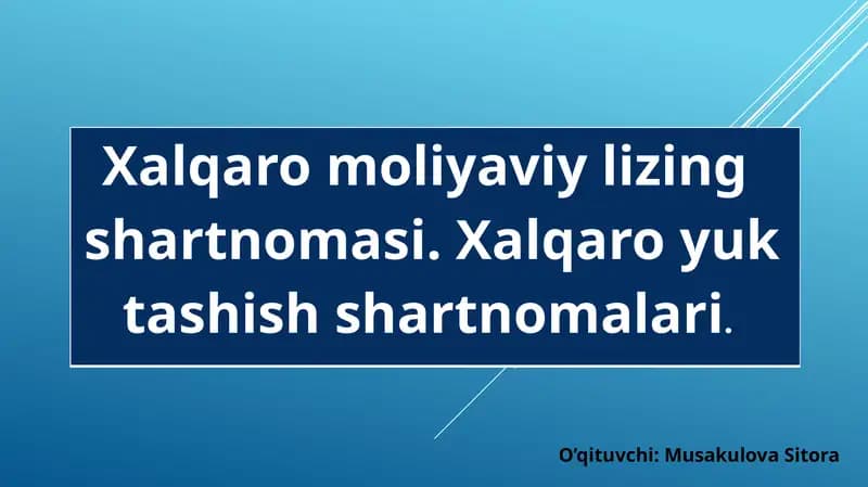 Xalqaro moliyaviy lizing shartnomasi