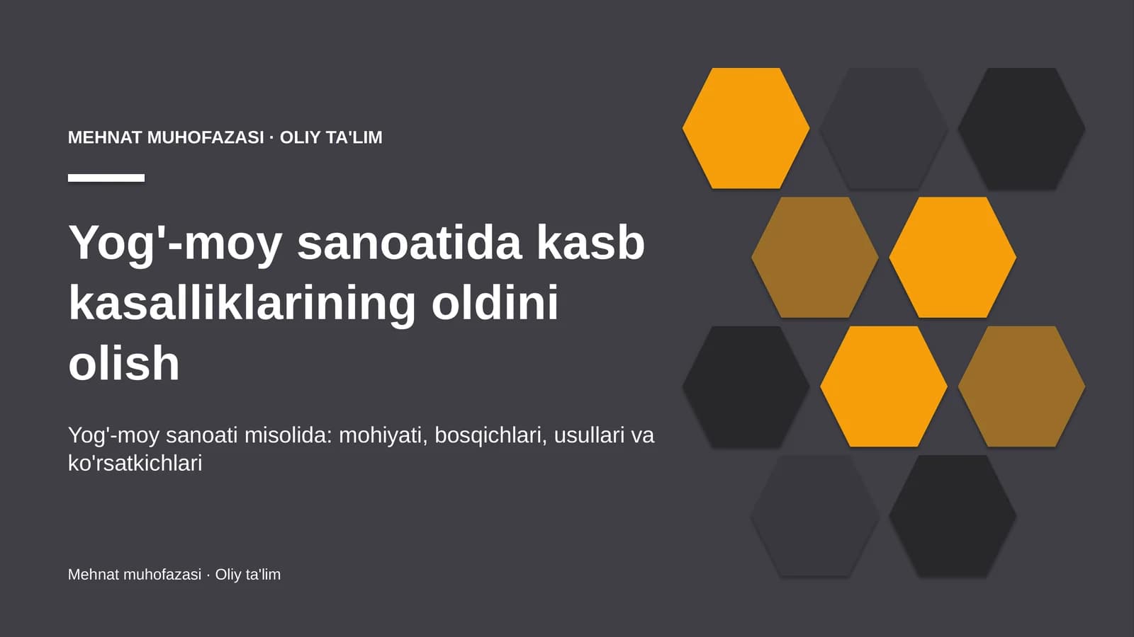 Yog'-moy sanoatida kasb kasalliklarining oldini olish