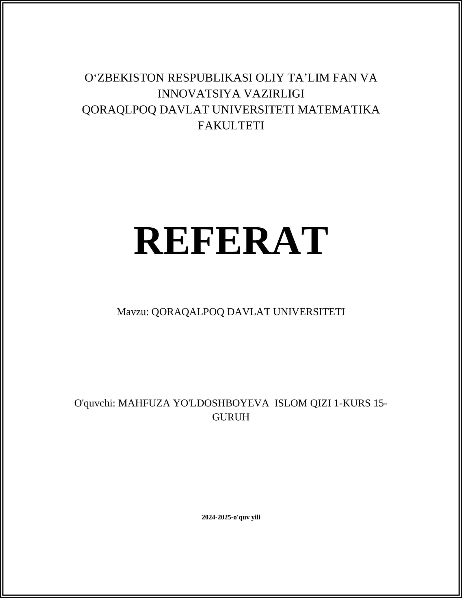 QORAQALPOQ DAVLAT UNIVERSITETI